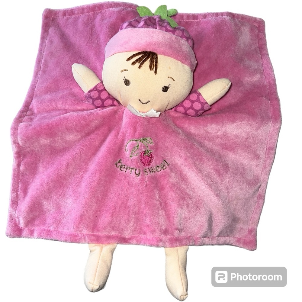 GUND Baby Berry Sweet Dolly Pink Lovey Satin Snug Security Blanket 12” READ